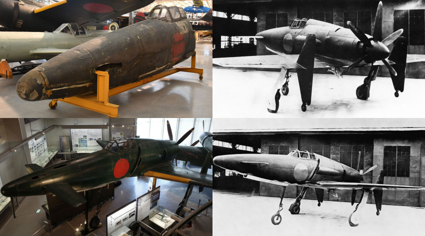 Часть фюзеляжа J7W1 (Национальный музей авиации и космонавтики, Вашингтон, США), копия J7W1 (Мемориальный музее мира Татиараи, Тикудзен, Япония); исторические фотографии J7W1