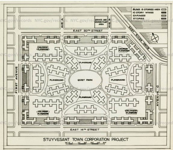  План Стайвесант Тауна, 1934-1945 гг.